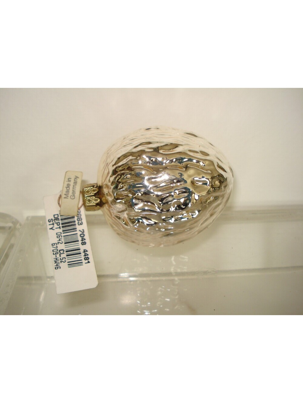 BNWT Silver Walnut Christmas Mercury Glass Ornament from Germany